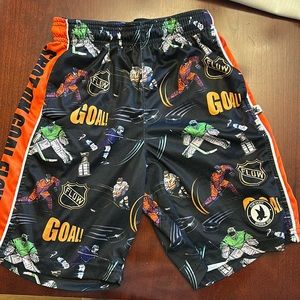 Flow Society shorts- hockey theme- size YL